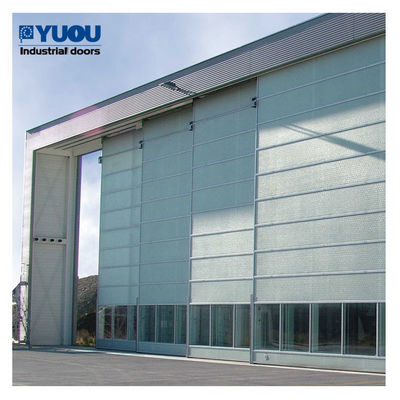 High Density Aviation Hangar Doors Panel Steel Airplane 10m height Customized 12m/min