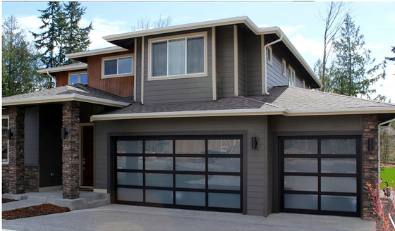 PC Tempered Glass Panel Commercial Sectional Doors With Torsion Spring System